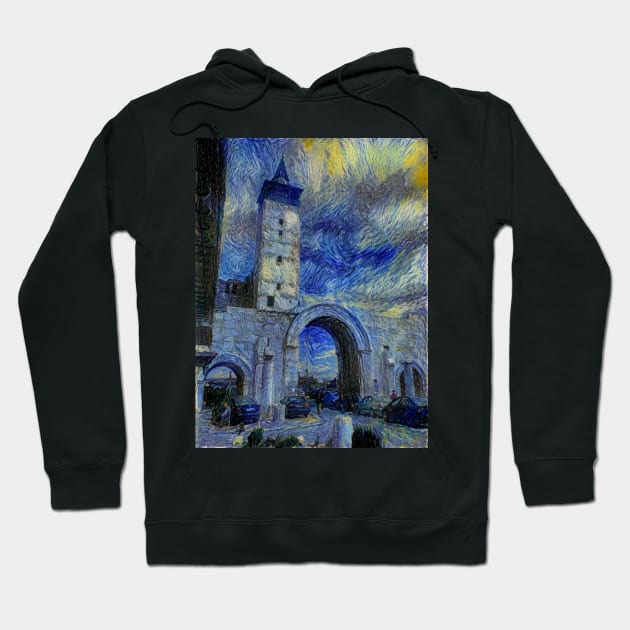 Bab Sharqi of Damascus - Van Gogh's Starry Night Style Hoodie by Homsalgia